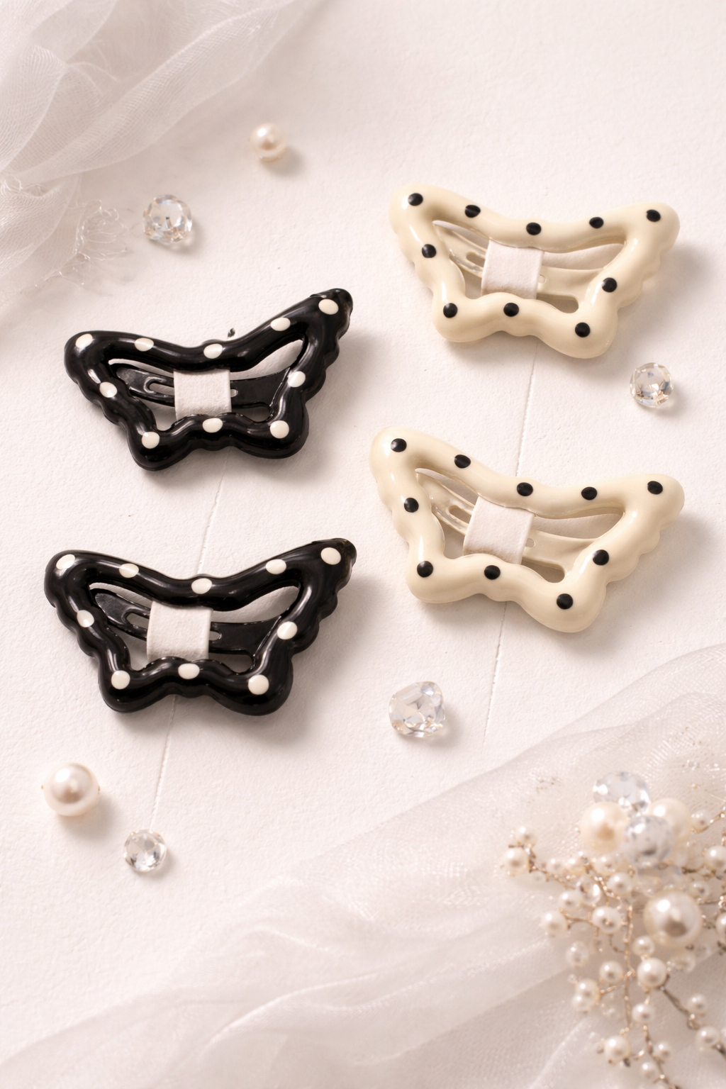 Polka Bow Claw Clip Set of 4