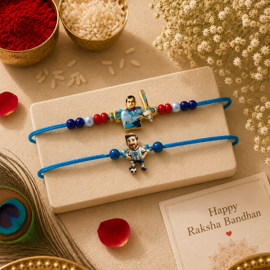 Sports Fan Rakhi Set – Football & Cricket Designer Rakhi for Raksha Bandhan