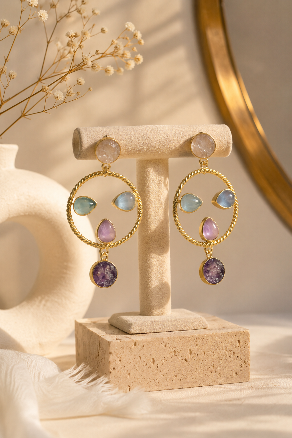 Serene Stone Drop Earrings