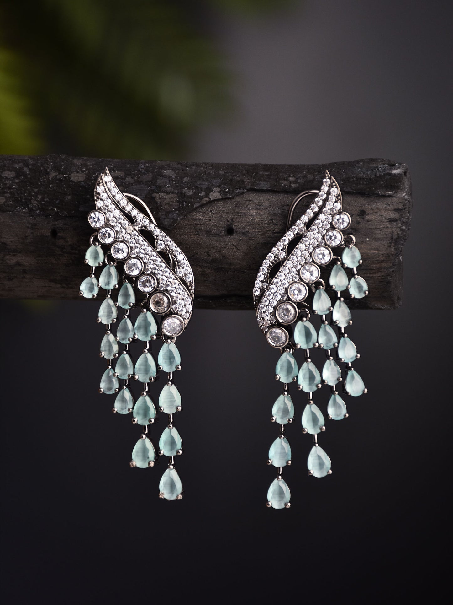 Sage Green Peacock Dangler Earrings