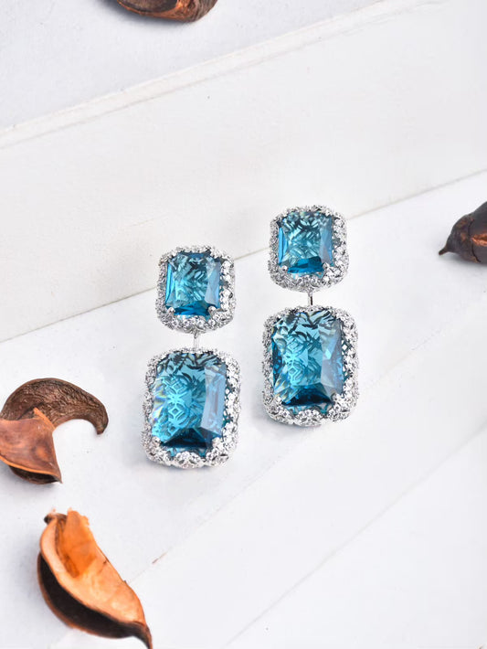 Sparky Blue  Rhinestone Halo Earrings