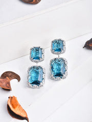 Sparky Blue  Rhinestone Halo Earrings