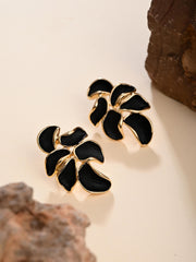 Black Petal 18K Gold Plated Earrings