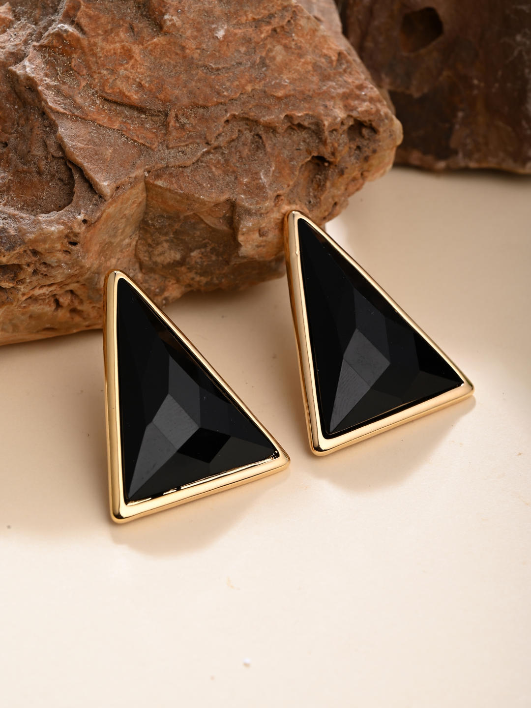 18K Gold PlatedMidnight Triangle Stud Earrings