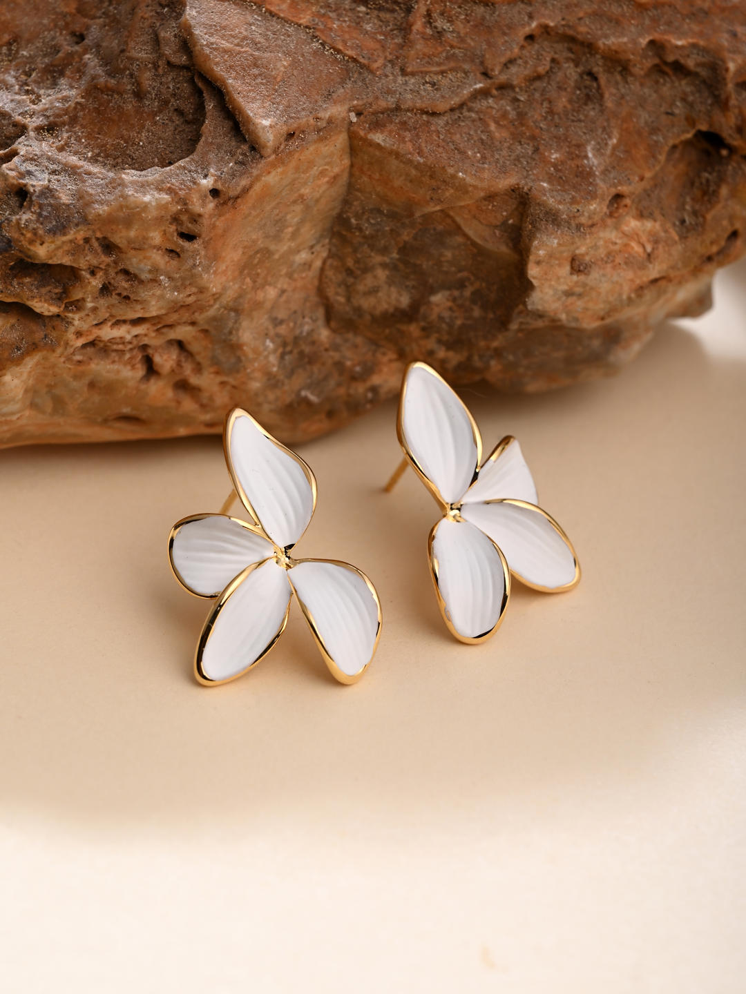 Classic White Petal Stud Earrings