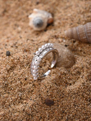 Silver Pearl Crest Adjustable Ring