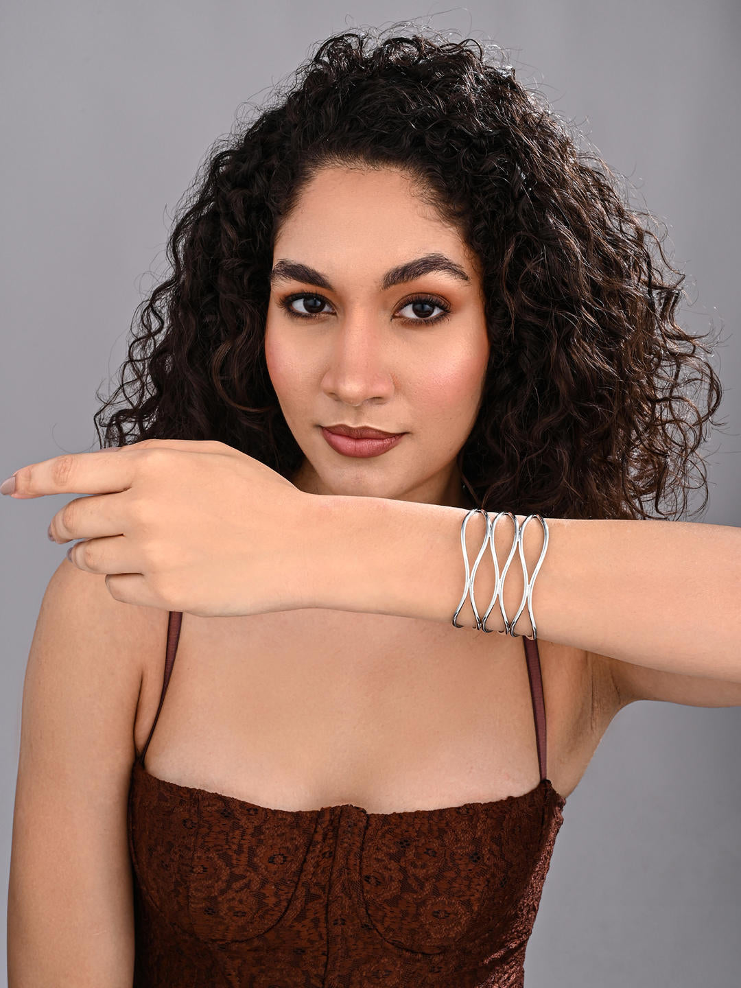 Silver Waves of Eternity Designer Bangle