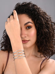 Silver Waves of Eternity Designer Bangle