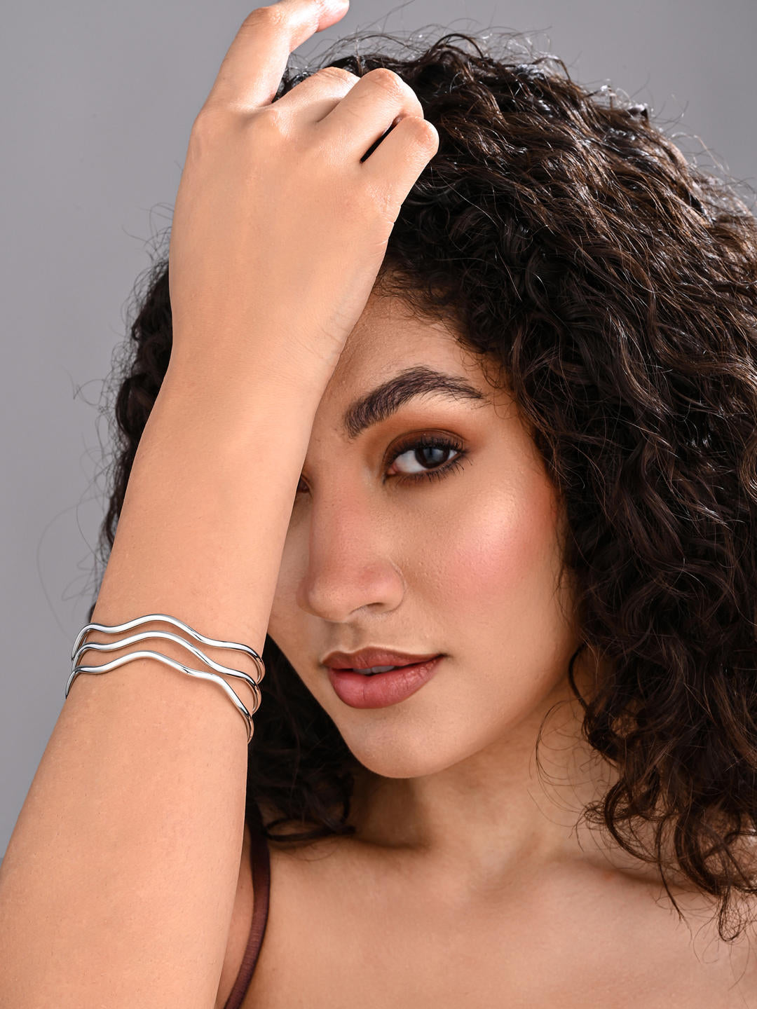 Tidal Wave Open Bangle – Silver