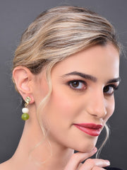 Acrylic drop earrings with White & Green beads