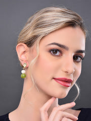 Acrylic drop earrings with White & Green beads