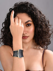 Enamel Monarch Statement Cuff – Black