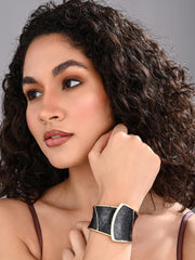 Enamel Monarch Statement Cuff – Black