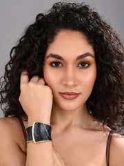 Enamel Monarch Statement Cuff – Black