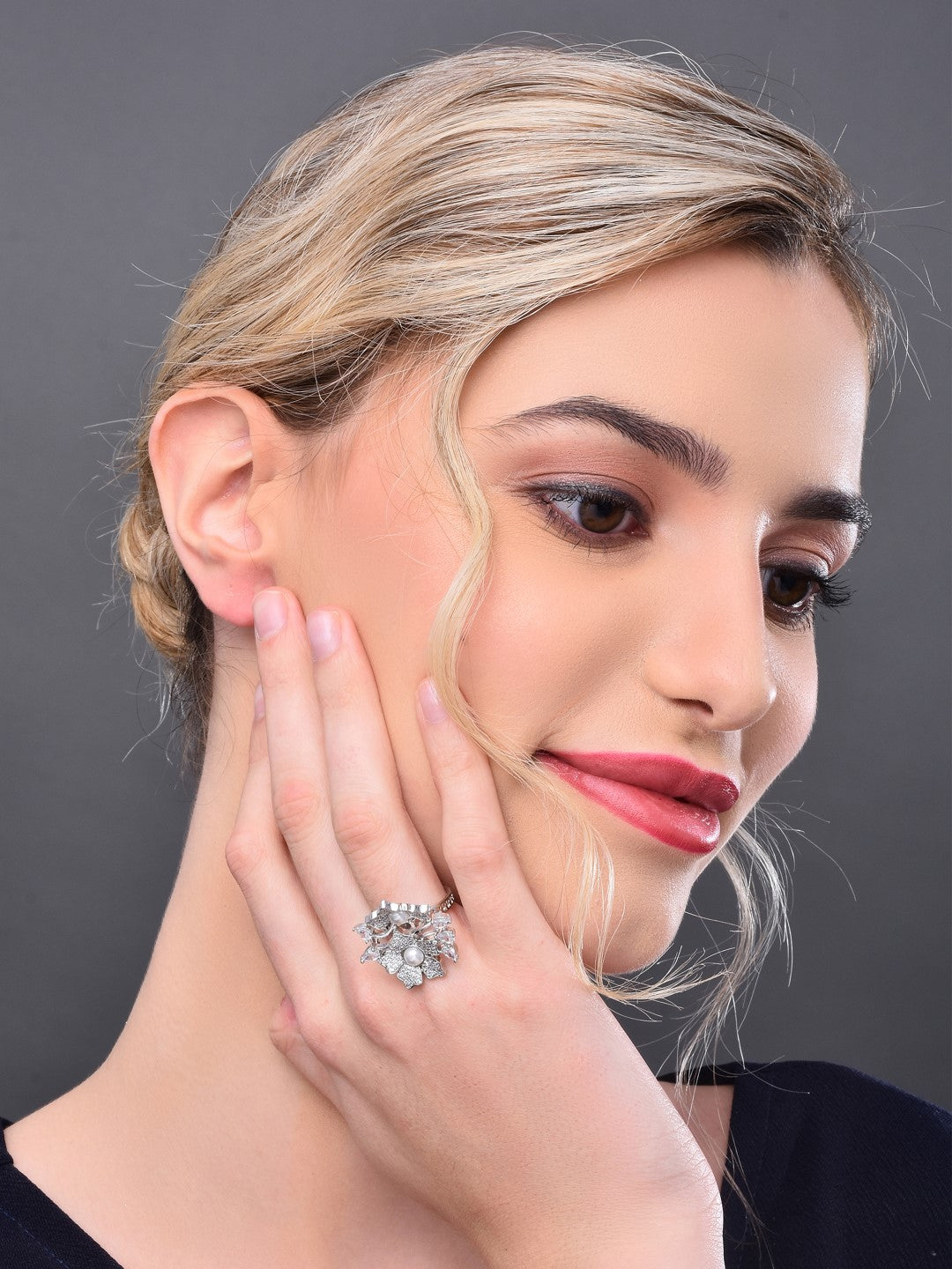 Moissanite Polki Embellished Kundan Ring