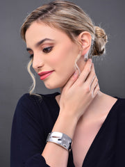 Silver Plated Round Broad Bangle