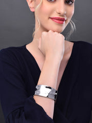Silver Plated Round Broad Bangle