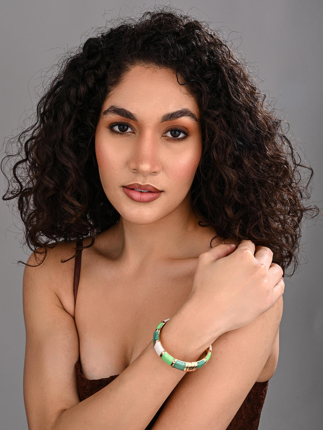 Enamel Voyage Colorblock Bangle – Mint Green