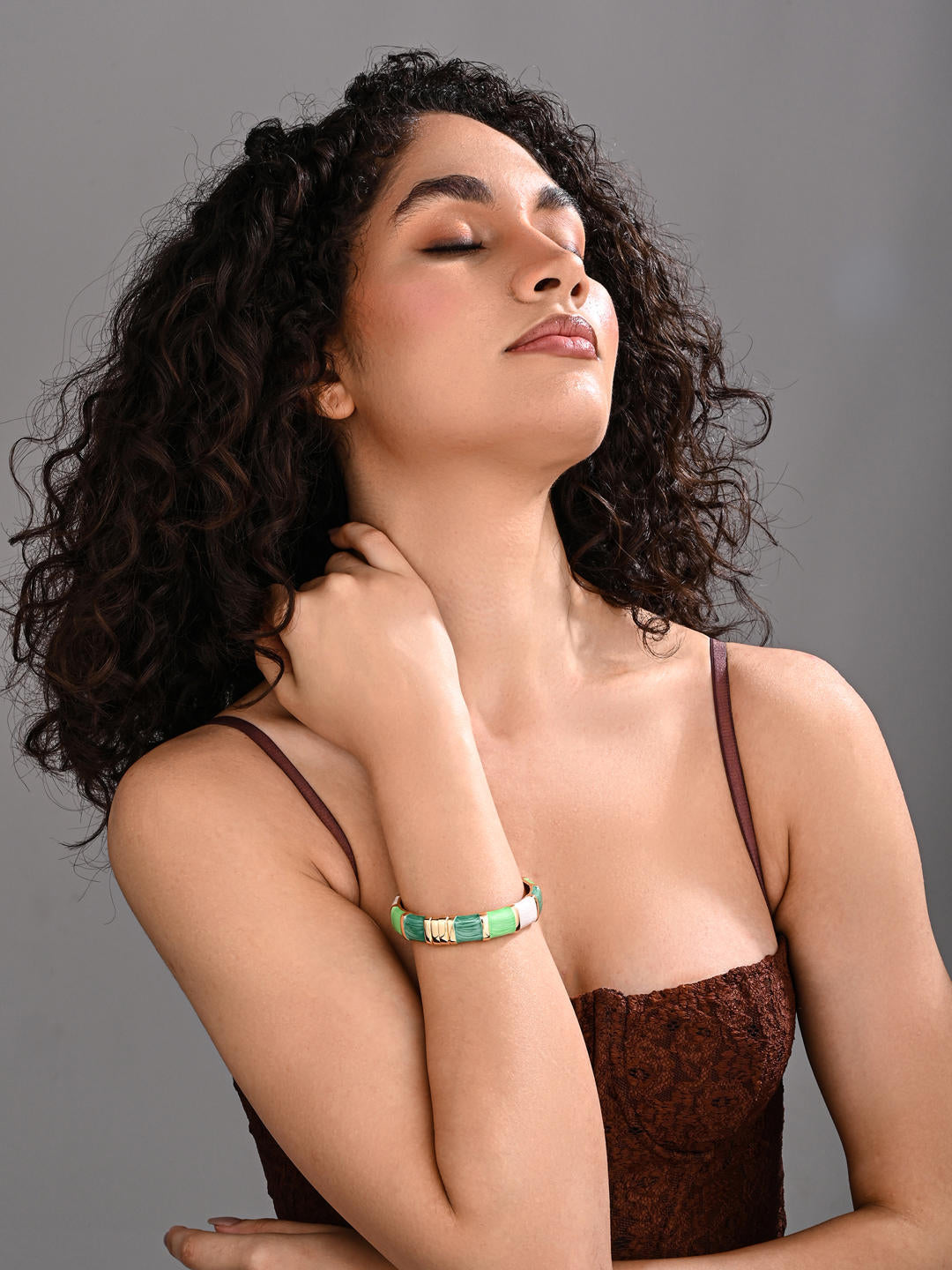 Enamel Voyage Colorblock Bangle – Mint Green