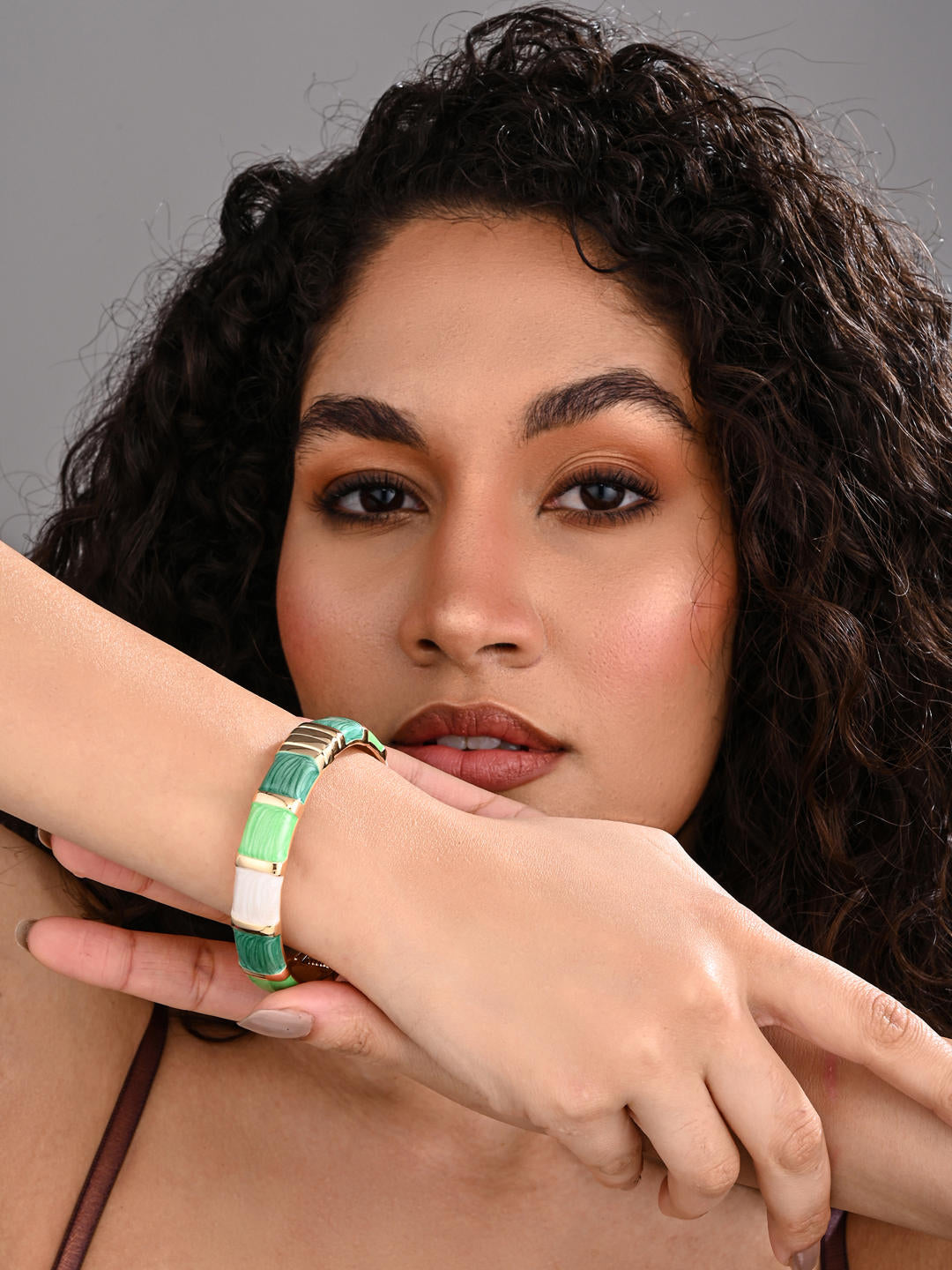 Enamel Voyage Colorblock Bangle – Mint Green