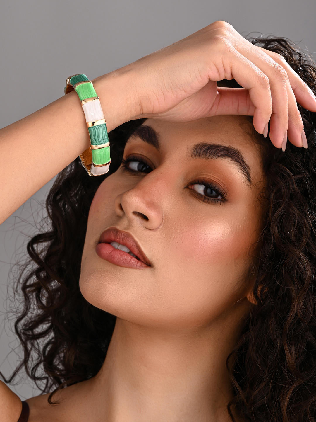 Enamel Voyage Colorblock Bangle – Mint Green