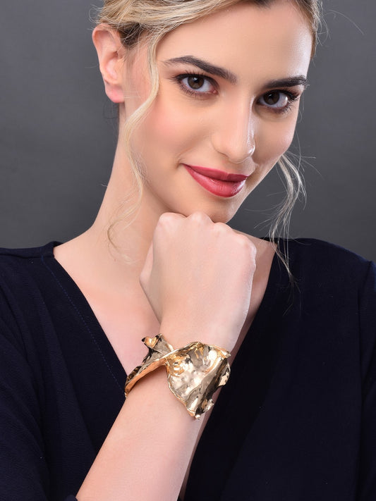 Gold Hammered  Statement Cuff