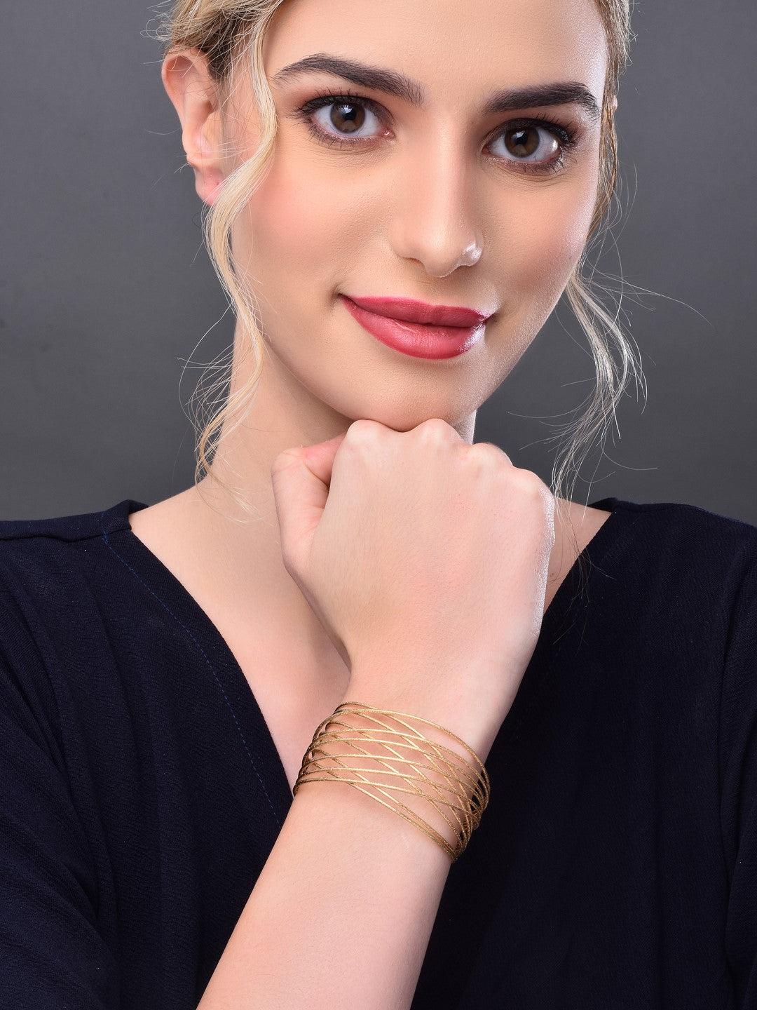 Criss cross Wired Gold Cuffs