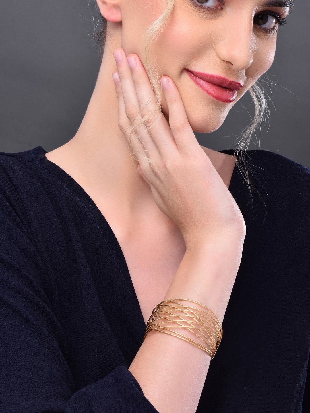 Criss cross Wired Gold Cuffs