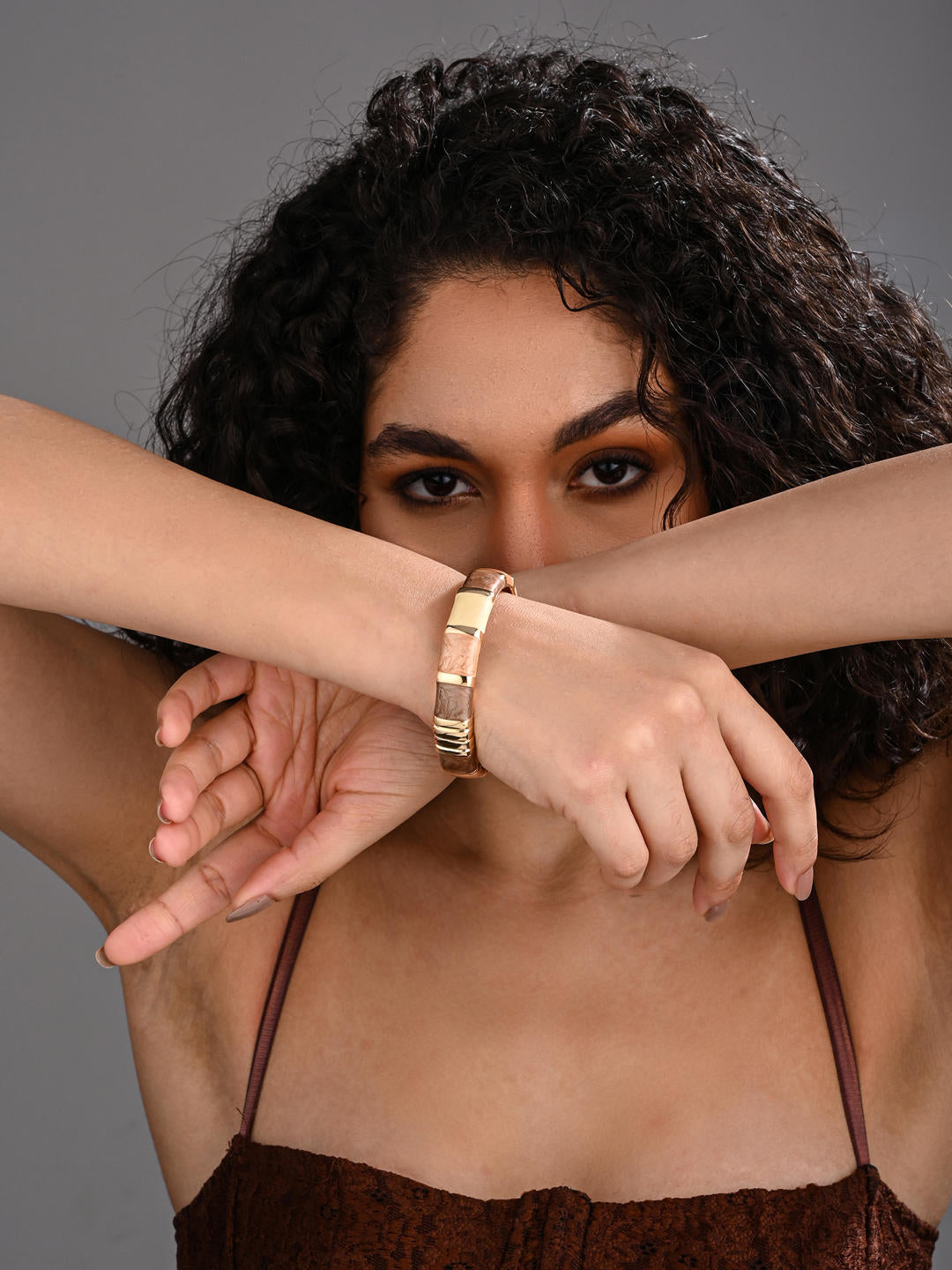 Enamel Voyage Colorblock Bangle – Coffee Brown