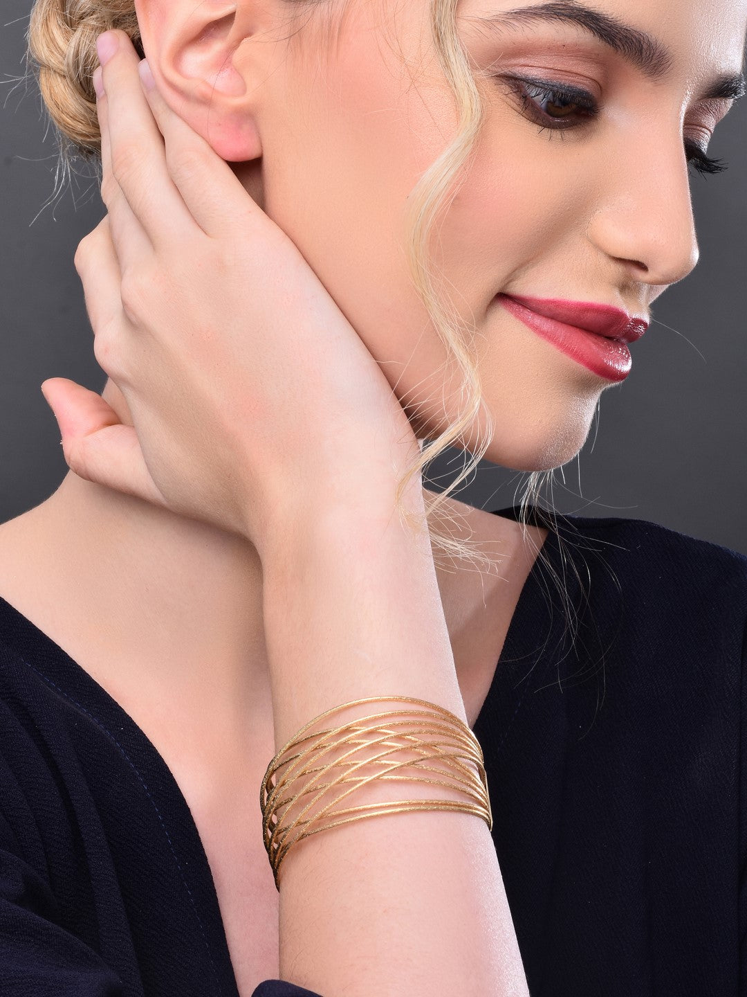 Criss cross Wired Gold Cuffs