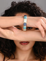 Enamel Voyage Colorblock Bangle – Aqua Teal