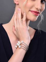 Silver Pearl Open Bangle