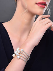 Silver Pearl Open Bangle