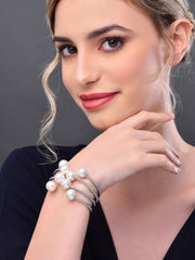 Silver Pearl Open Bangle