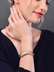 Brushed Adjustable Stripe gold bangle