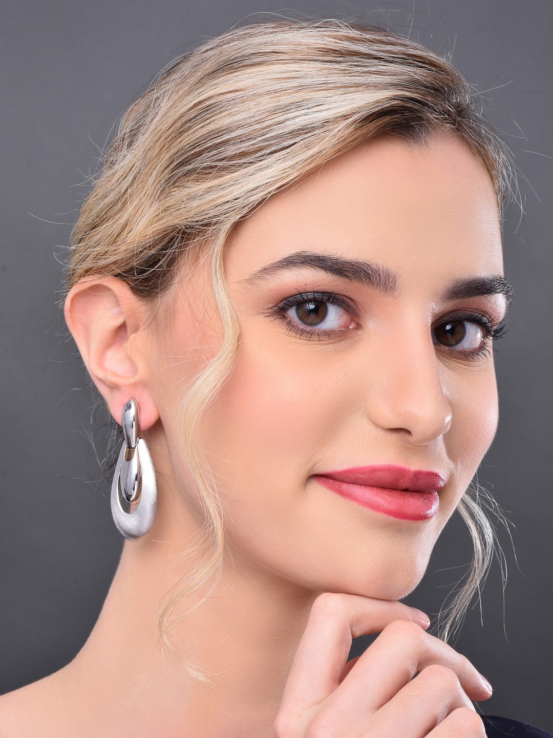 Silver Pear Shaped Drop Earring