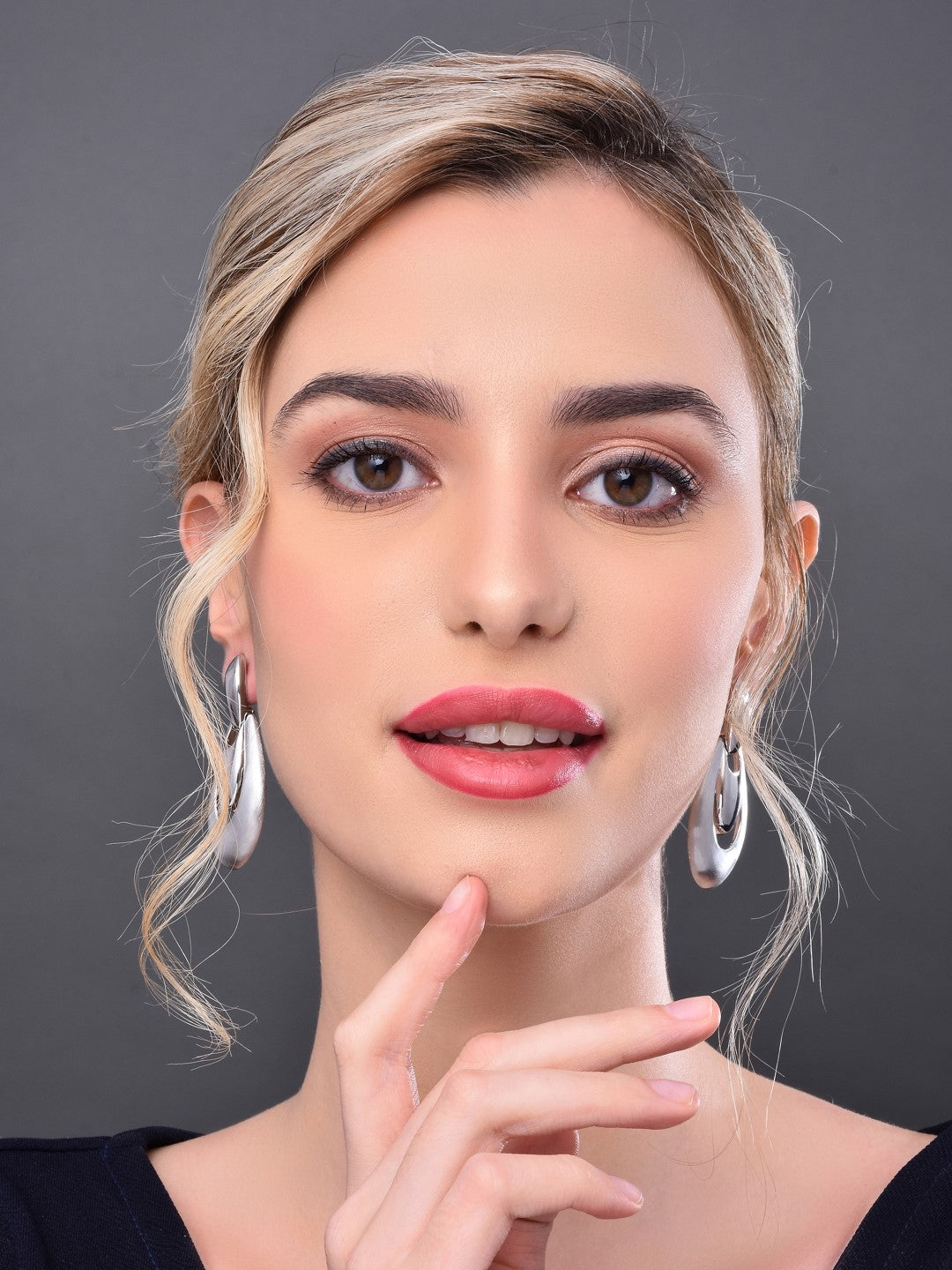 Silver Pear Shaped Drop Earring
