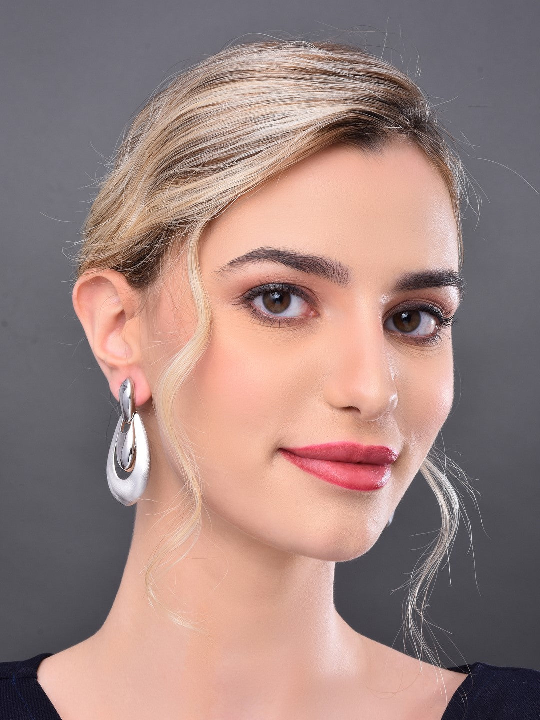 Silver Pear Shaped Drop Earring