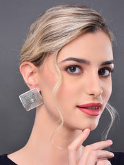 Silver Mesh Square Earring