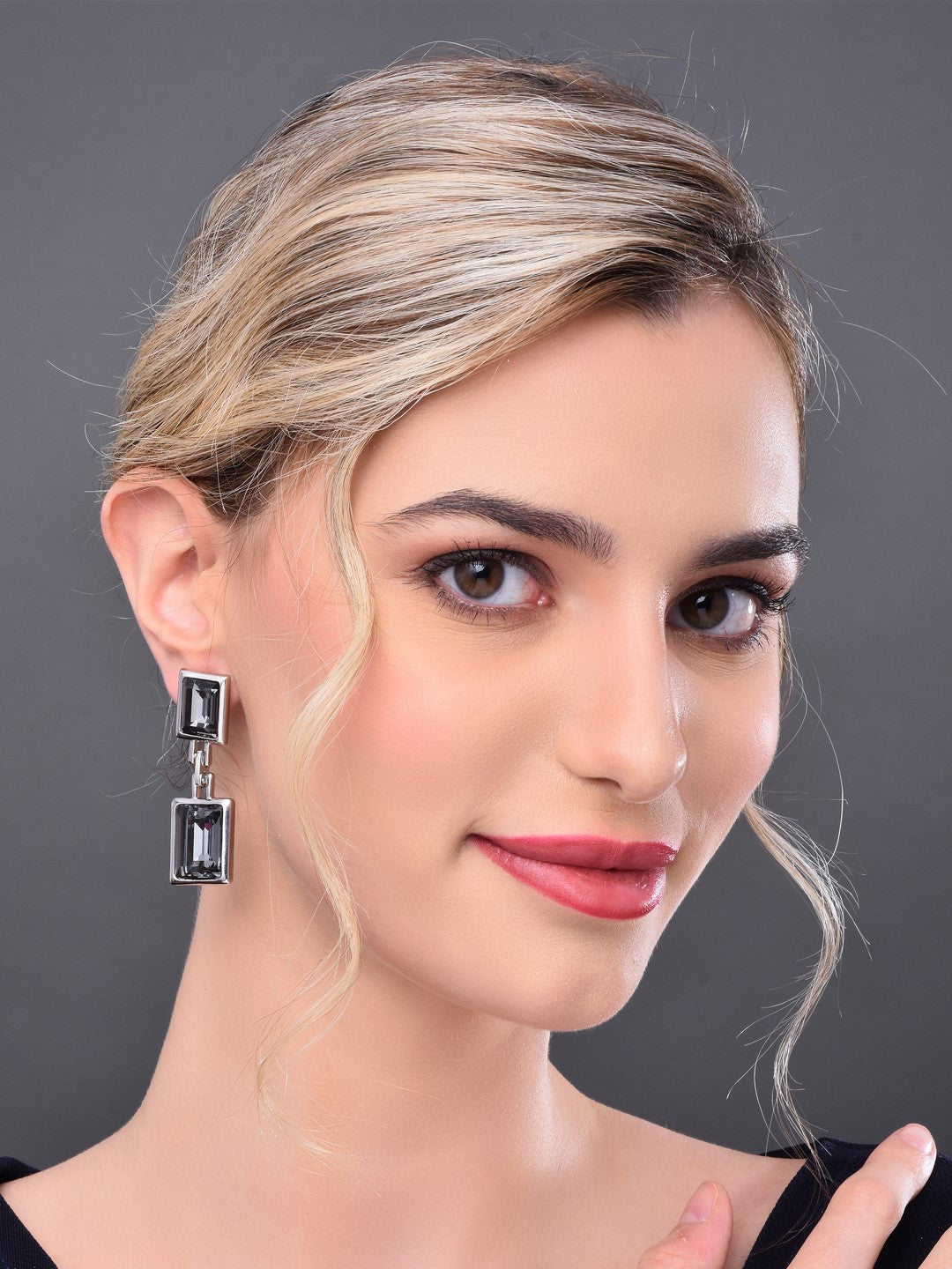 Classic Square Crystal Big Drop Earring