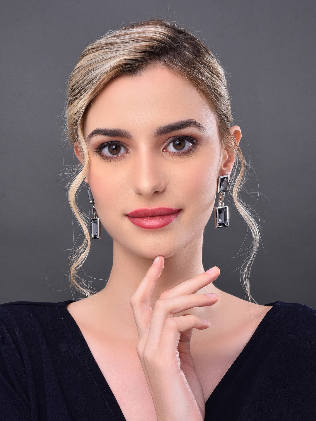 Classic Square Crystal Big Drop Earring