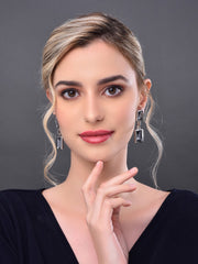 Classic Square Crystal Big Drop Earring