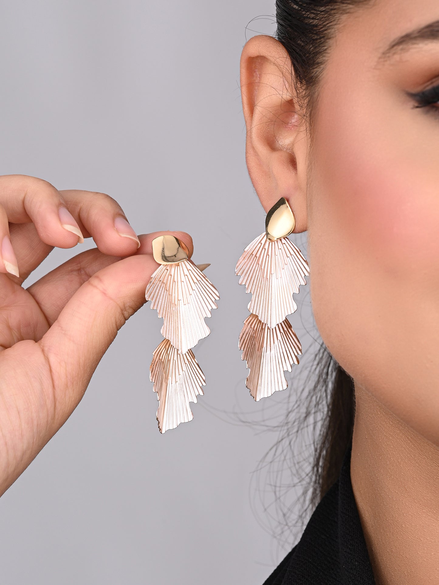 Blush Pink Petal Wave Drop Earrings