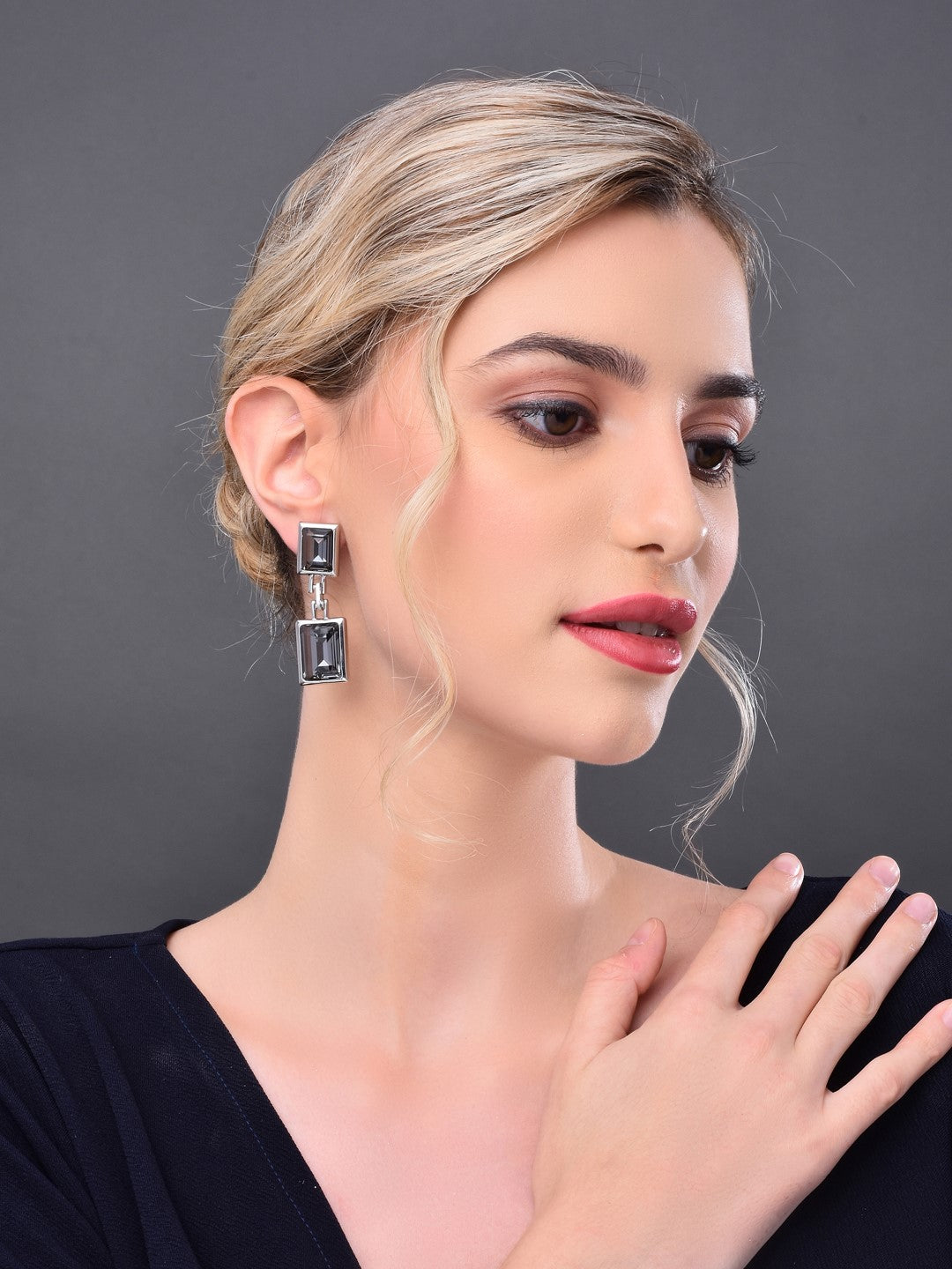 Classic Square Crystal Big Drop Earring