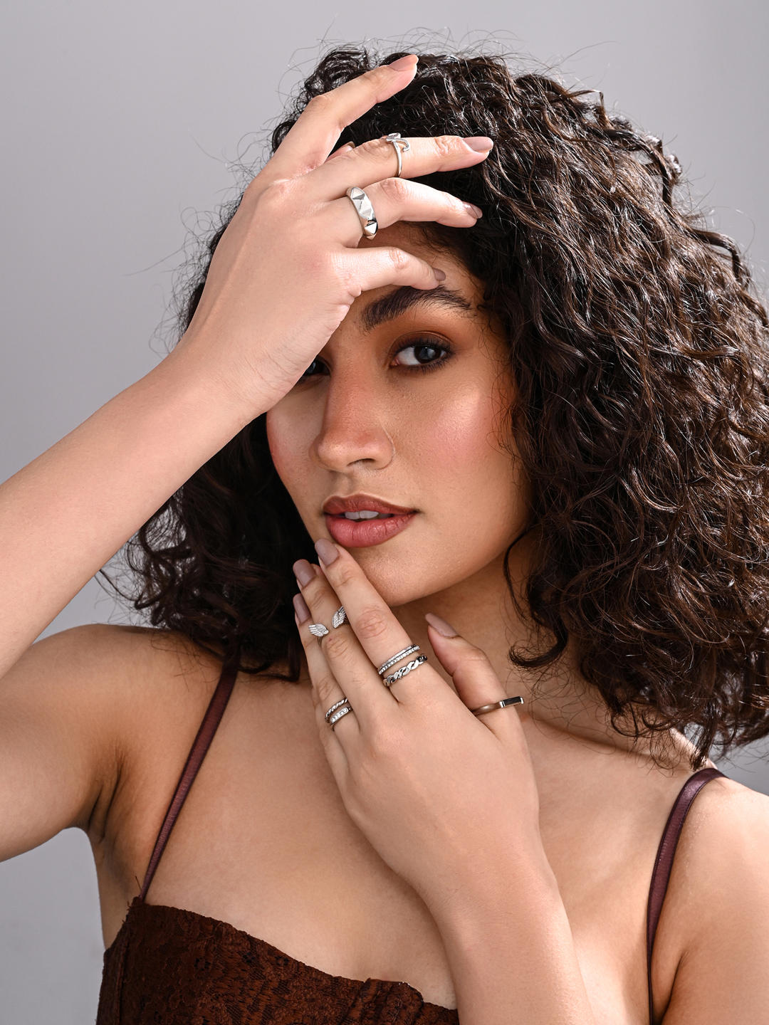 Silver Sculpt Adjustable Stack Ring Set