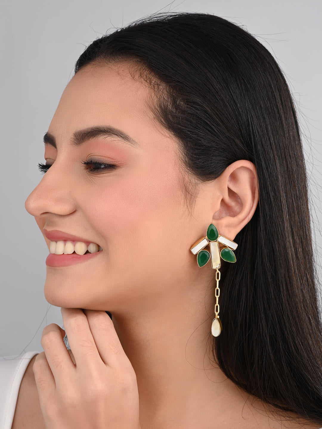 Emerald Leaf Cascade Earrings