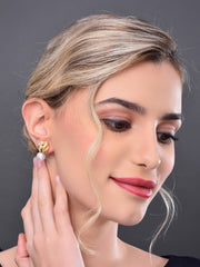 Gold Studs with Pearl Drop