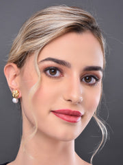 Gold Studs with Pearl Drop