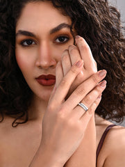 Silver Pearl Crest Adjustable Ring