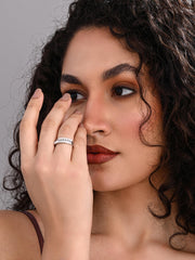 Silver Pearl Crest Adjustable Ring